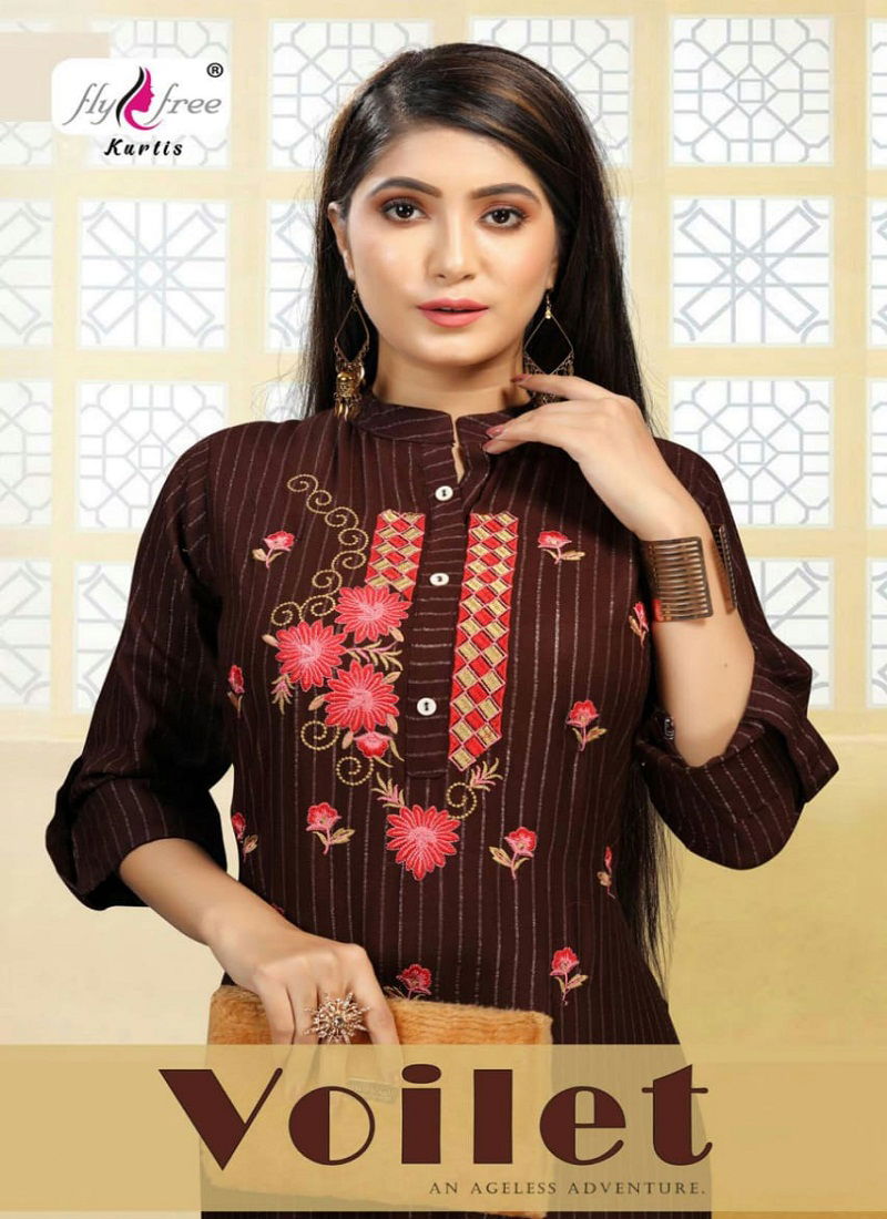 Fly Free Voilet 2 Heavy Rayon  Lurex With Embroideral Work Latest Fancy Designer Top With pant Collection
